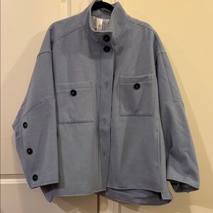 Women's Light Blue Button-Up Cape Jacket